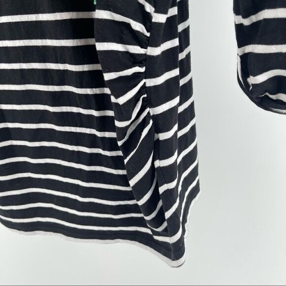New Look Maternity Black White Striped Ruched Sides 3/4 Sleeve Shirt Size 14 - Picture 5 of 14